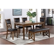 Pemberly Row Contemporary 6-Piece Wood Dining Table Set in Brown