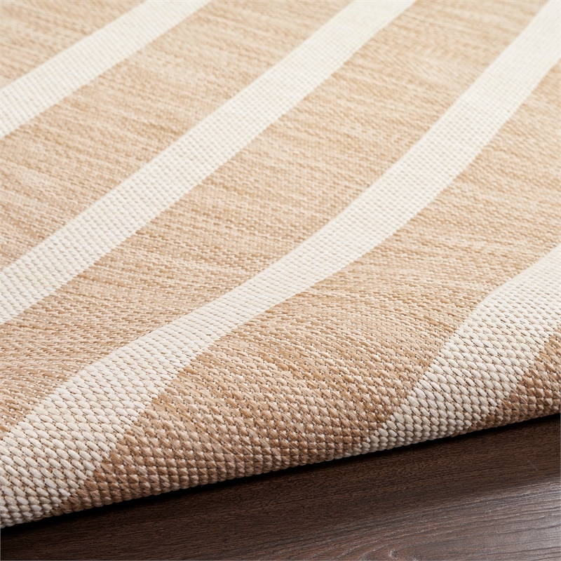 Pemberly Row Contemporary 5' x 7' Fabric Beige Ivory Area Rug