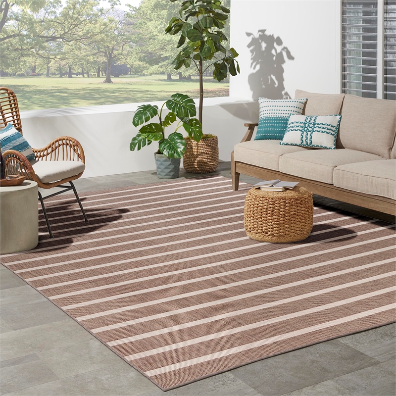 Pemberly Row Contemporary 8' x 10' Fabric Natural Ivory Area Rug