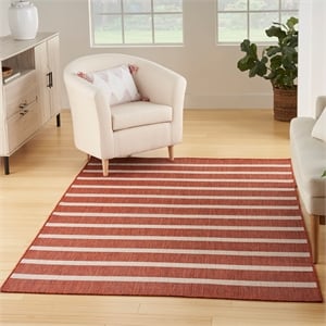 Pemberly Row Contemporary 5' x 7' Fabric Terracotta Area Rug