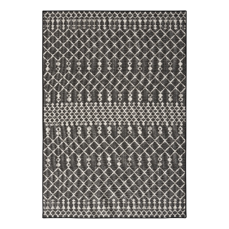 Pemberly Row Modern / Contemporary 7' x 10' Fabric Black Area Rug