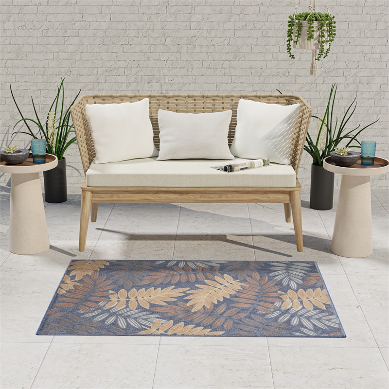 Pemberly Row Contemporary 7' x 10' Fabric Navy Blue Area Rug