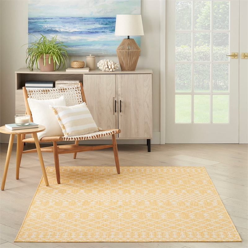 Pemberly Row Modern / Contemporary 7' x 10' Fabric Yellow Area Rug