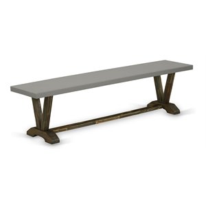 Pemberly Row V-Style 15x72&quot Wood Dining Bench in Jacobean/Cement Gray