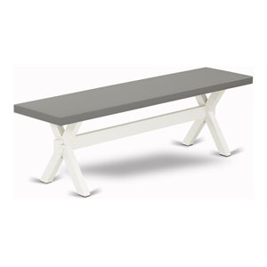 Pemberly Row Contemporary X-Style 15x60&quot Wood Dining Bench in White/Gray
