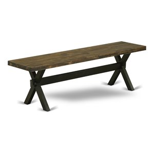 Pemberly Row X-Style 15x60&quot Wood Dining Bench in Black/Espresso