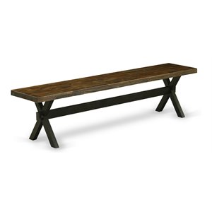 Pemberly Row X-Style 15x72&quot Wood Dining Bench in Black/Espresso