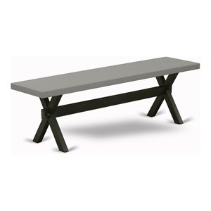 Pemberly Row Contemporary X-Style 15x60&quot Wood Dining Bench in Black/Gray