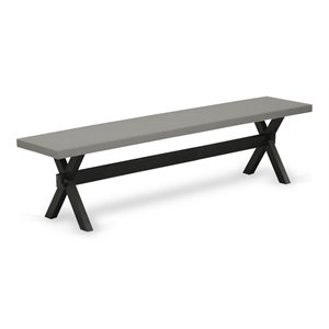 Pemberly Row Contemporary X-Style 15x72&quot Wood Dining Bench in Black/Gray