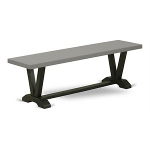Pemberly Row Contemporary V-Style 15x60&quot Wood Dining Bench in Black/Gray