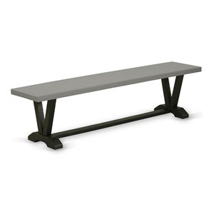 Pemberly Row Contemporary V-Style 15x72&quot Wood Dining Bench in Black/Gray