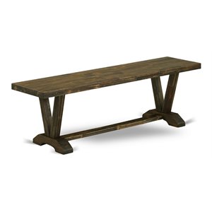 Pemberly Row V-Style 15x60&quot Wood Dining Bench in Jacobean Brown