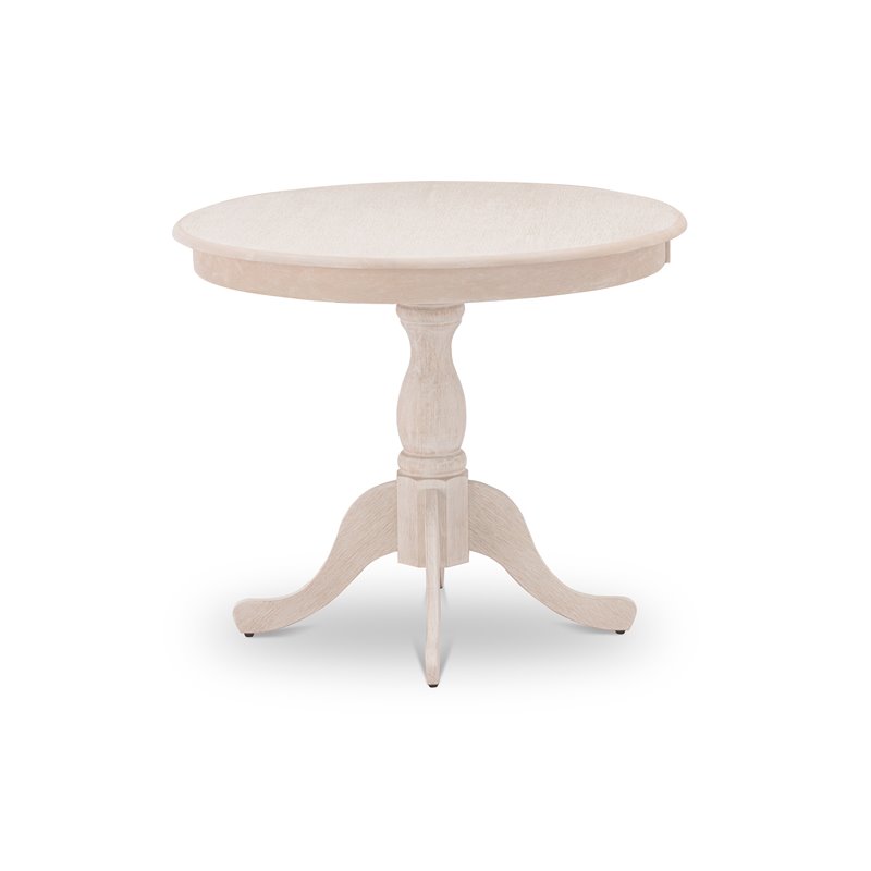 Pemberly Row Antique Wood Dining Table with Pedestal Legs in Cream