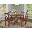 Pemberly Row 5-Piece Wood Dining Set with Round Table in Mahogany