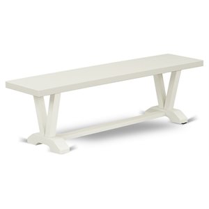 Pemberly Row V-Style 60&quot Traditional Wood Dining Bench in White