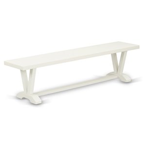 Pemberly Row V-Style 72&quot Traditional Wood Dining Bench in White