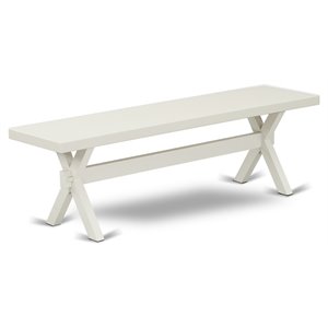 Pemberley Row Wood Linen White Dining Bench Rectangular 60&quot