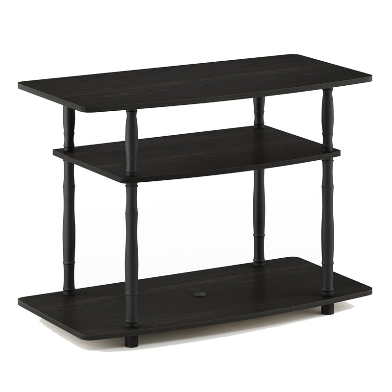 Pemberly Row Turn-N-Tube No Tools Wood 3-Tier TV Stand for TV up to 32