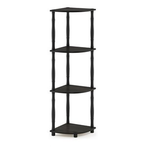 Pemberly Row Turn-N-Tube Wood 4-Tier Corner Display Rack in Espresso/Black