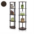 Pemberly Row Wood 5-Tier Display Shelves in Dark Brown/Black (Set of 2)