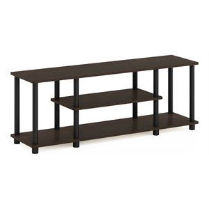 Pemberly Row Wood Entertainment TV Stand for TV up to 50&quot in Dark Brown