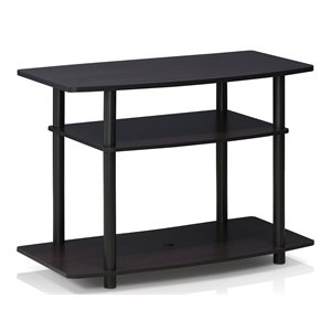 Pemberly Row Turn-N-Tube Wood 3-Tier TV Stand for TV up to 32&quot in Dark Walnut