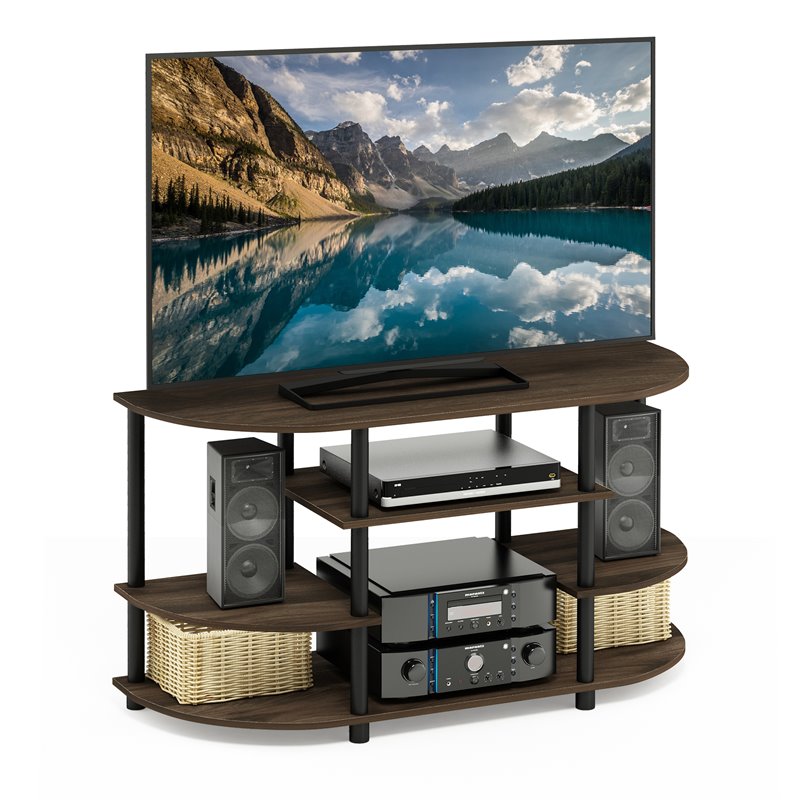 Pemberly Row Wood Corner TV Stand for TV up to 46