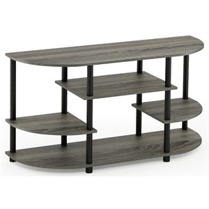 Pemberly Row Wood Corner TV Stand for TV up to 46&quot in French Oak Gray/Black