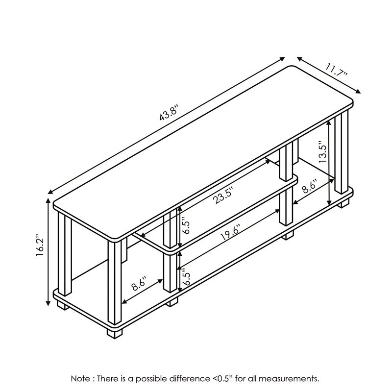 Pemberly Row Wood Entertainment TV Stand for TV up to 50