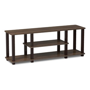 Pemberly Row Wood Entertainment TV Stand for TV up to 50&quot in Walnut/Brown