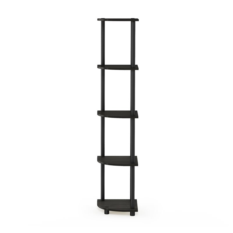 Pemberly Row Turn-N-Tube Wood 5 Tier Corner Display Rack in Espresso/Black