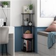 Pemberly Row Turn-N-Tube Wood 4-Tier Corner Display Rack in Black/Gray
