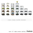 Pemberly Row Turn-N-Tube Wood 4-Tier Corner Display Rack in Black/Gray