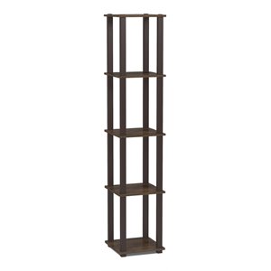 Pemberly Row Turn-S-Tube Wood 5-Tier Corner Rack Display Shelf in Walnut/Brown