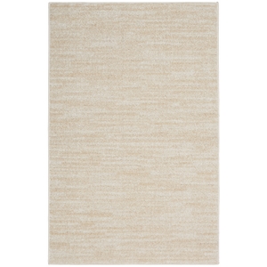 Pemberly Row 2' x 4' Ivory Beige Fabric Outdoor Area Rug (2' x 4')
