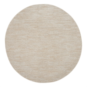 Pemberly Row 6' x Round Ivory Beige Fabric Outdoor Area Rug (6' Round)