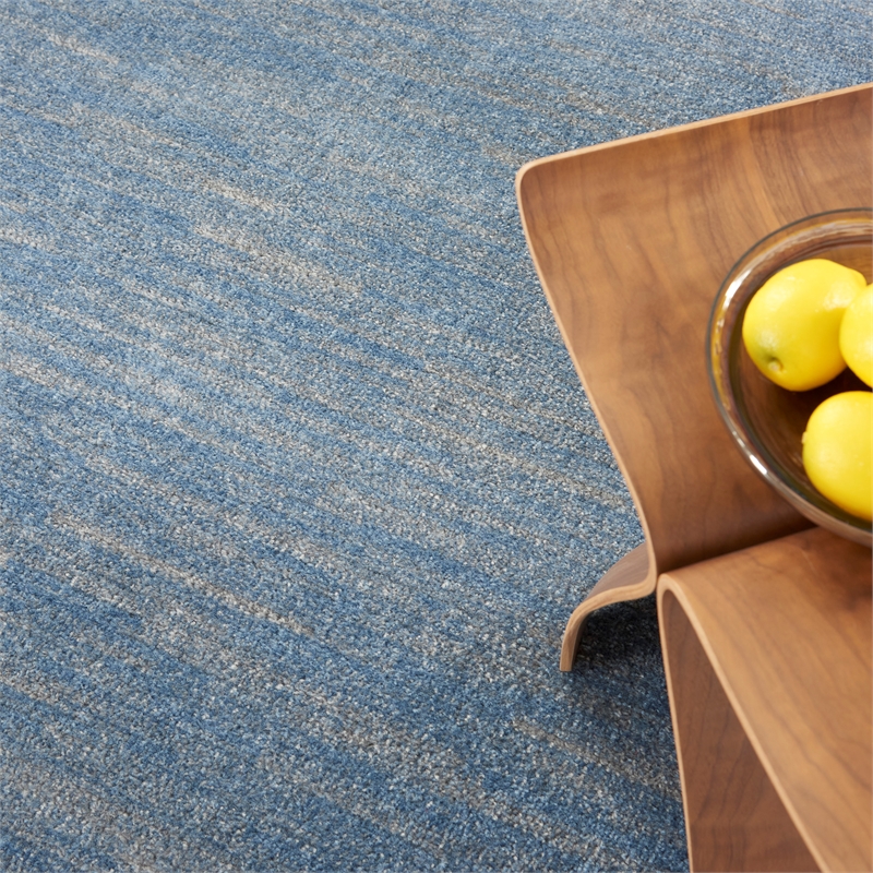 Pemberly Row 8' x Round Blue Gray Fabric Outdoor Area Rug (8' Round)