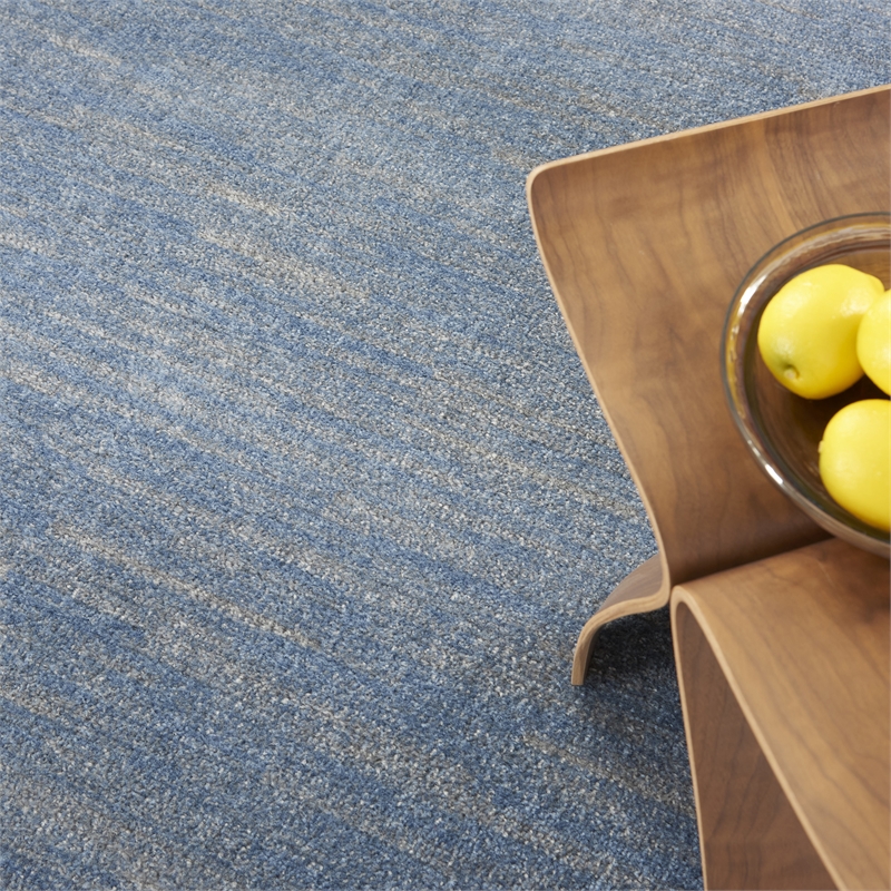 Pemberly Row 8' x Round Blue Gray Fabric Outdoor Area Rug (8' Round)