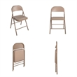Pemberly Row Contemporary Vinyl Folding Chair in Antique Linen (4-Pack)