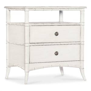 Pemberly Row Traditional Nightstand in White Wood with 2 Drawers
