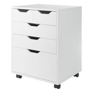 Pemberly Row Bins and Drawers Storage Mobile Cabinet White Finish