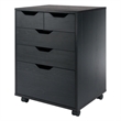 Pemberly Row Bins and Drawers Storage Mobile Cabinet Black Finish