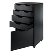 Pemberley Row Composite Wood Black Mobile Storage Cabinet Rectangular Rolling 19.21