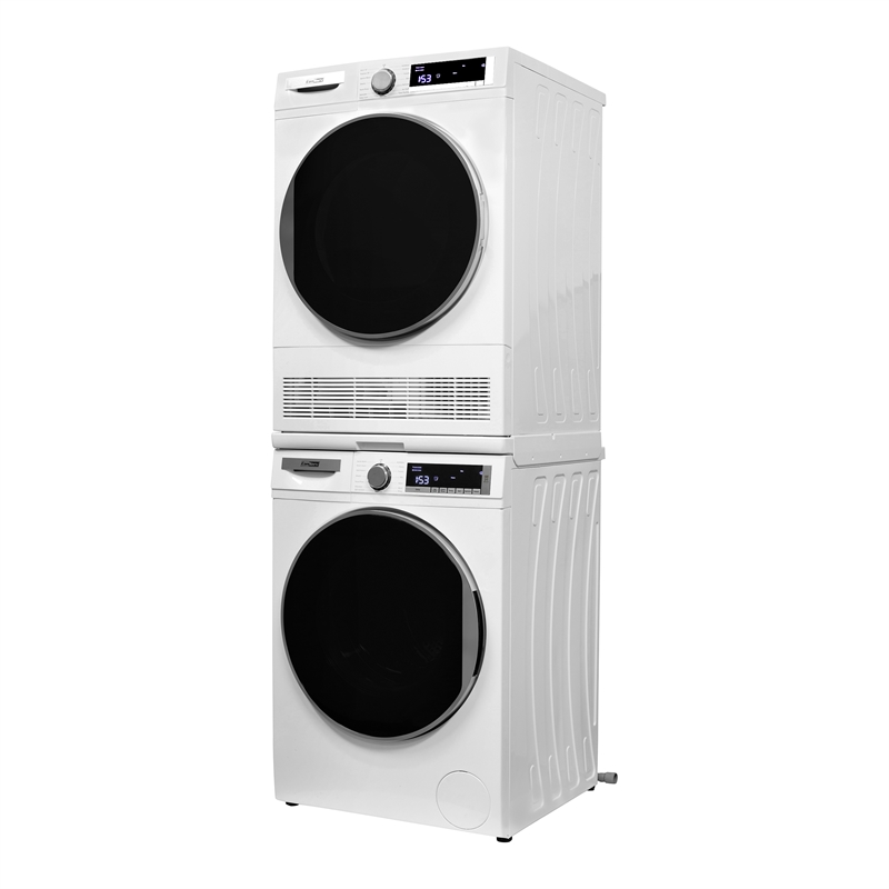 Pemberly Row Stackable Washer 2.2 cf 110 V Dryer 4 Cf 220V with Stacking Shelf