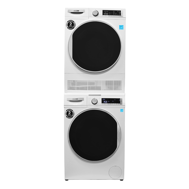 Pemberly Row Stackable Washer 2.2 cf 110 V Dryer 4 Cf 220V with Stacking Shelf
