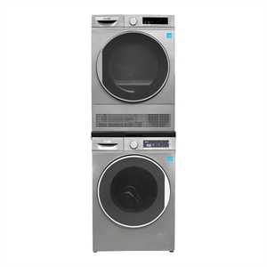 Pemberly Row Stackable Washer 2.2 cf 110 V Dryer 4 Cf 220V with Stacking Shelf