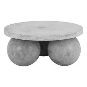 Pemberly Row Round Coffee Table Small In Light Grey Concrete