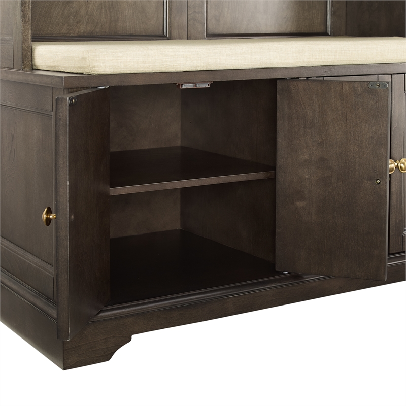 Pemberley Row Engineered Wood Coffee Hall Tree Rectangular Cushioned Bench