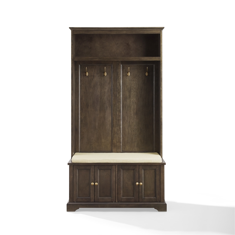 Pemberley Row Engineered Wood Coffee Hall Tree Rectangular Cushioned Bench