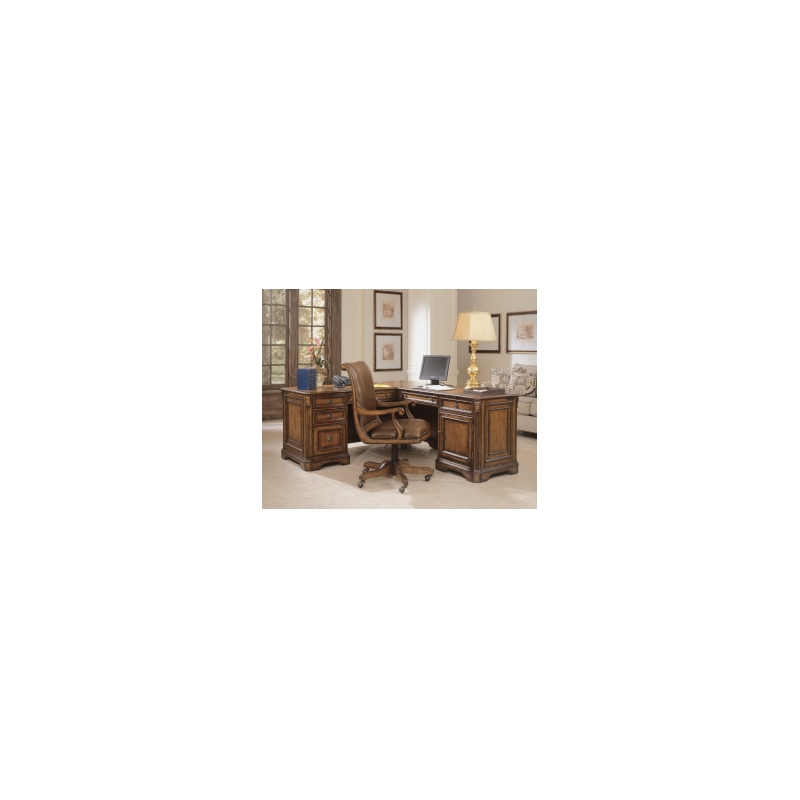 Pemberly Row Wood Executive L-Shaped Computer Desk in Mahogany